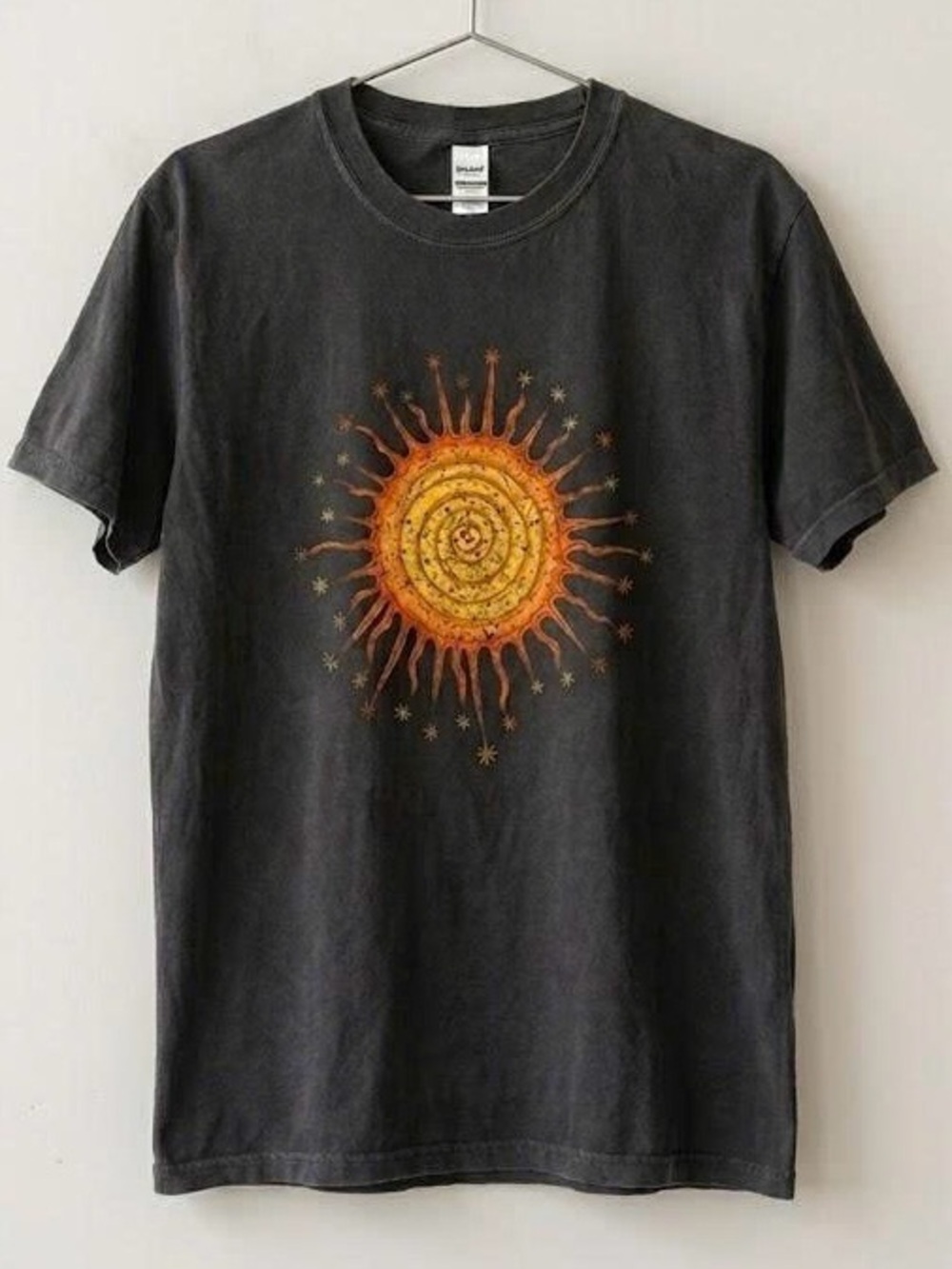 Gildan Charcoal Tee with Radiant Orange Sun Graphic